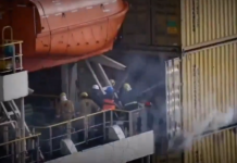 Video footage shows fire onboard Israeli ship MSC Sky II after Yemeni missile strike
