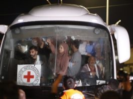 Eleven Released Palestinian Prisoners Arrive at Al-Aqsa Martyrs Hospital in Central Gaza