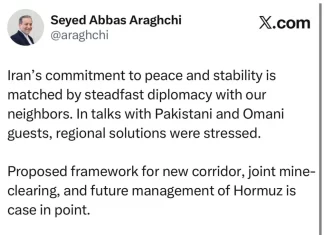 Araghchi: Iran Is Committed to Peace in Region Through Established Diplomacy with Neighbors